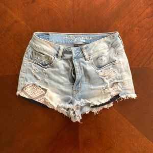 American Eagle Denim Shorts with Lace Pockets